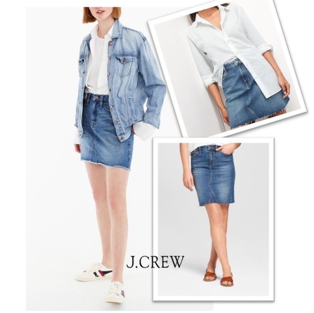 J.Crew Frayed Hem Denim Jean Skirt - Style #H4917 sz.00 NWT